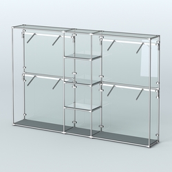 Торговая система ХРОМ (задняя стенка - стекло) 3600 мм с зеркальными полками и поручнями №8, Темно-Серый