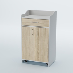 Стойка официанта "Бармен" №5-П передвижная, Белый + Дуб Сонома