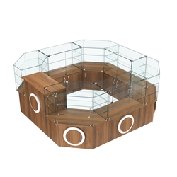 Торговый стеклянный островок с накладками серии КРУГ №2 (7,62 кв.м), Орех