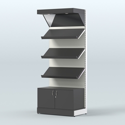 Стеллаж для хлеба и выпечки с тремя наклонными полками, накопителем и фризом Феникс №11ФН, Черный и Белый