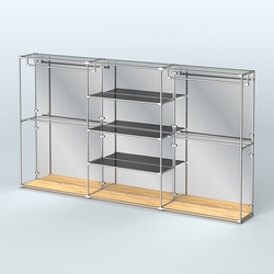 Торговая система ХРОМ (задняя стенка - зеркало) 3600 мм с тонированными полками и поручнями №2, Дуб Золотистый