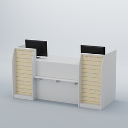 Ресепшен Атлант с фасадными наклонными экономпанелями №4, Белый + Крем Вайс