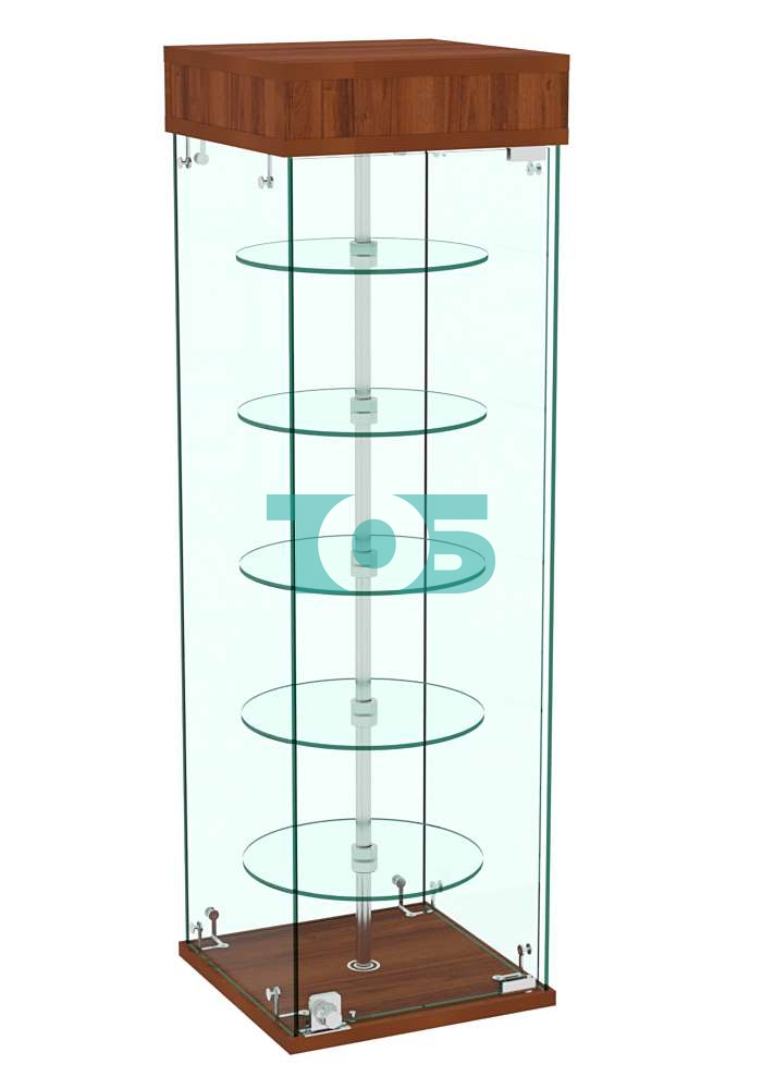Витрина РОТАЦИЯ настольная с вращающимися полками №23-5 (прозрачная) Орех