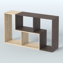 Торговый стеллаж Лофт №1 малый двухмодульный, Дуб Сонома + Дуб Венге