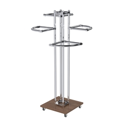 Торговое хромированное вешало с разноуровневыми поручнями СЕКТОР №1-1, Орех