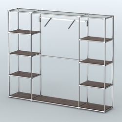 Торговая система ХРОМ без ДСП 2430 мм с полками ДСП и поручнями №11, Дуб Венге