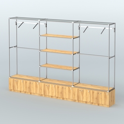 Торговая система ХРОМ без ДСП 3600 мм с тумбами Т15, полками ДСП и поручнями №6, Дуб Золотистый