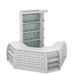 Комплект кассовой зоны со скосами и стеллажами под конфеты и орехи малый №1-1, Серый