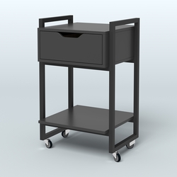 Тумба мобильная с ящиком и полкой Европа, цвет денвер светлый + белый, Черный