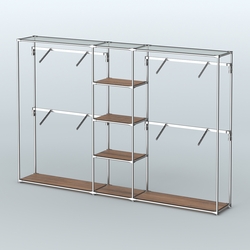 Торговая система ХРОМ без ДСП 3030 мм с полками ДСП и поручнями №8, Орех