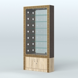 Витрина с декором и зеркальной задней стенкой №ВБА-32С, Дуб Венге + Дуб Сонома