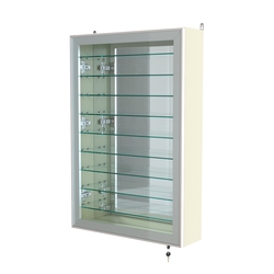 Витрина настенная №2-6А высокая зеркальная с узкими полками серии Collecto, Крем Вайс