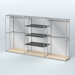 Торговая система ХРОМ (задняя стенка - зеркало) 3600 мм с тонированными полками и поручнями №2, Дуб Сонома