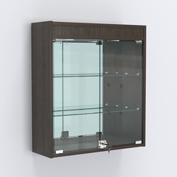 Витрина настенная №201-4А с подсветкой и зеркалом, Дуб Венге
