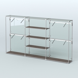 Торговая система ХРОМ (задняя стенка - стекло) 3600 мм с полками ДСП и поручнями №5, Дуб Венге