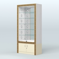 Витрина центральная с декором №ВБА-503С, Ясень Анкор светлый и Крем Вайс