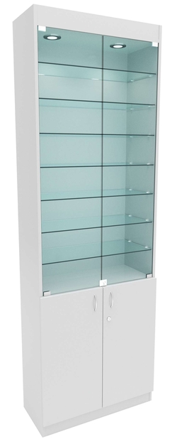 Стеклянная витрина №6-1 с каркасом из ДСП (задняя стенка - ДВП), Серый