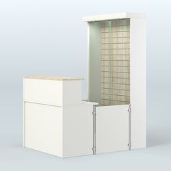 Мини павильон для торговли с большой застекленной эко-панелью СЛОТ №9 (2 кв.м), Белый + Дуб Сонома