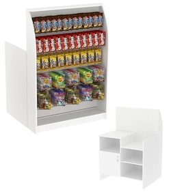 Торговый кассовый прилавок импульсных покупок высокий с широкой экономпанелью Импульс №2-4-900, Белый