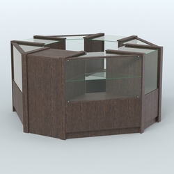 Торговый островок в стиле ЛОФТ с одним рядом прозрачных полок №2 (4,72 кв.м), Дуб Венге