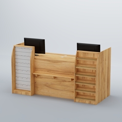 Ресепшен Атлант с фасадными наклонными полочками и экономпанелью №5, Дуб Золотистый