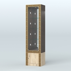 Витрина с декором и диодной подсветкой №ВБА-4С, Дуб Венге + Дуб Сонома