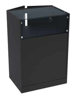 Прилавок из ДСП серии Тандем №2-600 малый со стеклянной крышкой и дверками, Черный