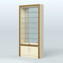 Витрина пристенная с декором №ВБА-32, Крем Вайс