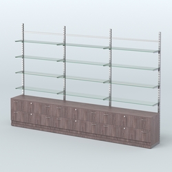 Система ЭЛЕГАНТ пристенная без ДСП №8 с тумбами Т-12 (3600 мм), Ясень Анкор темный