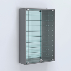 Витрина настенная №202-6А высокая зеркальная с узкими полками, Темно-Серый