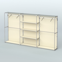 Торговая система ХРОМ (задняя стенка - ДСП) 3600 мм с полками ДСП и поручнями №10, Крем Вайс