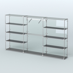 Торговая система ХРОМ (задняя стенка - стекло) 3600 мм с тонированными полками и поручнями №9, Черный