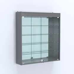 Витрина настенная №204-4А зеркальная с подсветкой, Темно-Серый