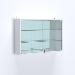 Витрина настенная №203-2А широкая с зеркалом, Белый