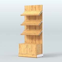 Стеллаж для хлеба и выпечки с тремя наклонными полками и накопителем Феникс №11, Дуб Золотистый