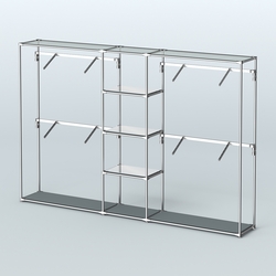 Торговая система ХРОМ без ДСП 3030 мм с зеркальными полками и поручнями №8, Темно-Серый