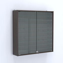 Витрина настенная №204-5А с девятью прозрачными полками, Дуб Венге