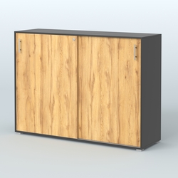 Тумба с раздвижными фасадами Тиана, Черный и Дуб Золотистый U1148