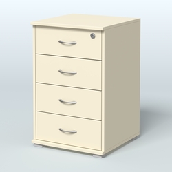 Тумба Нотте подкатная (4 ящика с замком), Крем Вайс