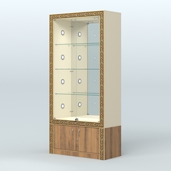 Витрина выставочная с декором №ВБА-3С, Крем Вайс + Орех