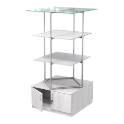 Торговые стенды Экспозиция с полками и тумбами №3 (с двумя полками ДСП 16мм), Ясень Анкор светлый