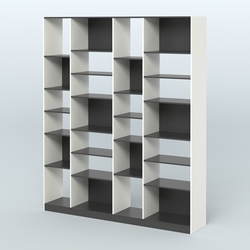 Стеллаж из ДСП серии ЛОФТ №15-2 с полками ДСП, Белый и Черный