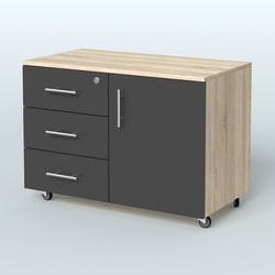 Тумба для оргтехники Види Вуд, цвет мокко, Дуб Сонома + Черный