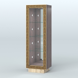 Низкая витрина с декором и диодной подсветкой НБА-3С, Ясень Анкор темный и Дуб Сонома