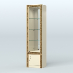 Витрина зеркальная с декором №ВБА-4, Крем Вайс