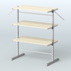 Система ЭЛЕГАНТ островная с шестью прямыми полками из ДСП №17а, Крем Вайс