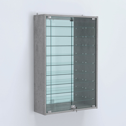 Витрина настенная №202-6А высокая зеркальная с узкими полками, Бетон Чикаго светло-серый F186 ST9