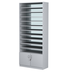 Стеллаж из ДСП с 10-ю полками 350x900 мм серии LEVEL-10 №13-2 (З/C - ЗЕРКАЛО), Серый