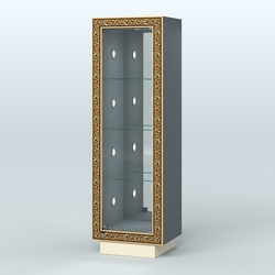 Низкая витрина с декором и диодной подсветкой НБА-3С, Темно-серый и Крем Вайс U2601-U2236