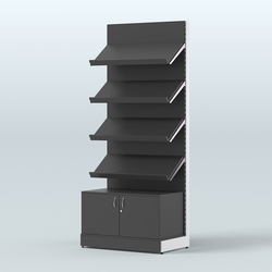 Стеллаж для хлеба и выпечки с четырьмя наклонными полками и накопителем Феникс №13Н, Черный